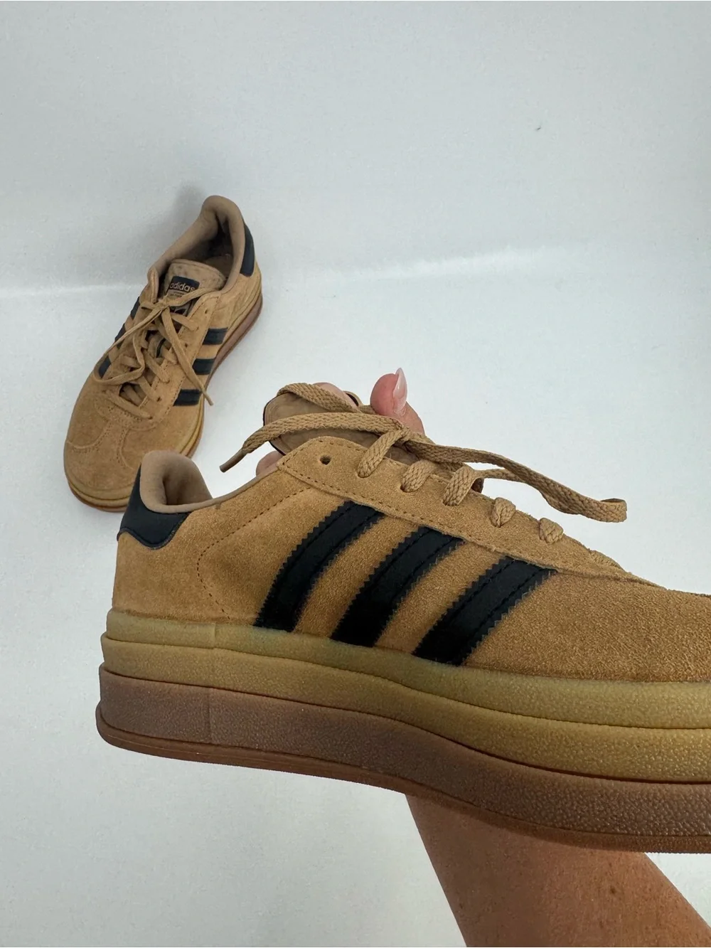 Adidas Originals Womens Gazelle Bold Sneakers Cardboard Core Black Gum Size 6.5